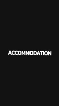 Animation featuring the word "Accommodation" repeated in a circular loop with a zoom effect on a black background.