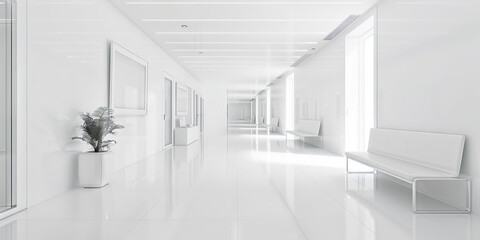 Fototapeta premium Medical Abstracts - White: A minimalist white abstract, conveying a clean and sterile environment, ideal for a hospital or medical office.