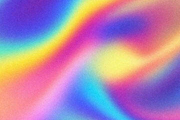 Abstract holographic rainbow blurred grainy gradient wave background texture