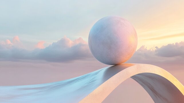 A white ball is on top of a bridge