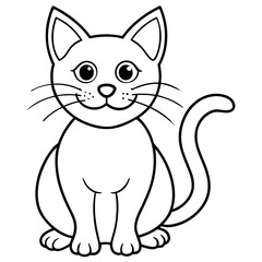 Halloween cat line art vector illustration, Halloween outline vector	
