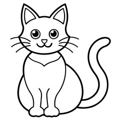 Halloween cat line art vector illustration, Halloween outline vector	
