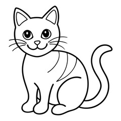 Halloween cat line art vector illustration, Halloween outline vector	
