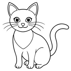Halloween cat line art vector illustration, Halloween outline vector	

