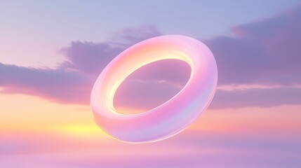 A pink circle is floating in the sky