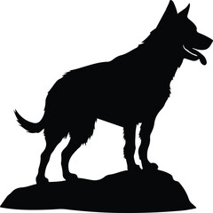 Dog image silhouette vector art illustration with white background