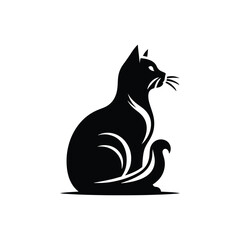Meow Chic Cat Silhouette Vector Illustration Design