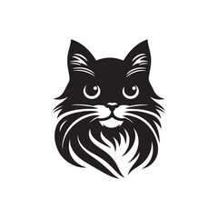 Modern Cat Head Silhouettes Vector Art Illustration Design Template