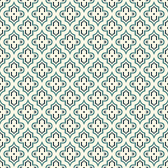 Seamless surface design with ogee ornament. Oriental traditional pattern with repeated mosaic tile. Tracery window wallpaper. Moroccan lantern motif. Arabesque digital paper, textile print. Vector art