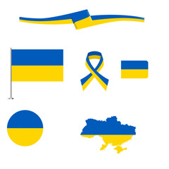 Ukraine flag collection in different shapes