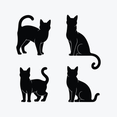 Obraz premium Elegant Siberian Cat Silhouette Vector Illustration Template