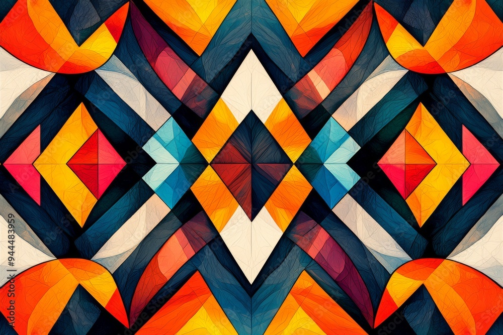 Wall mural Abstract Geometric Pattern with Vibrant Colors created with Generative AI