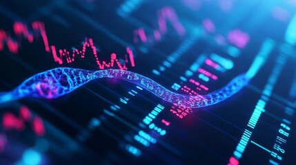 Fototapeta premium Holographic visualization of gene regulation during early development, developmental biology, genomic science