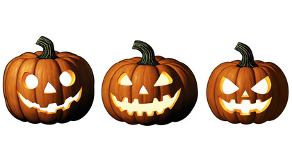 Happy Halloween Pumpkins on a transparent background