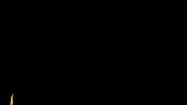 2D hand-drawn yellow confetti bursts on the side of the frame on a transparent alpha channel 