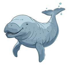 Fototapeta premium Dugong Poison element animal cartoon isolated whitebackground 16:9