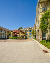 Houses in suburb at Summer in the north America. Luxury houses with nice landscape.