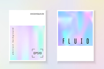 Fototapeta premium Gradient Background. Holographic Texture. Hologram Shape. Violet Minimalist Paper. Chrome Design. Crystal Concept. Colourful 90s Brochure. Blue Gradient Background
