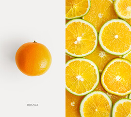 Creative layout made of orange fruit on the white background. Food concept. Macro concept.