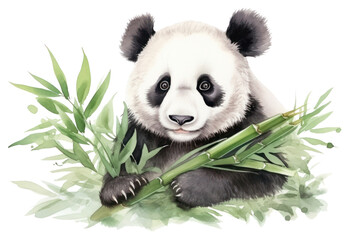 Naklejka premium PNG A panda with bamboo wildlife animal mammal.