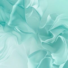 Obraz premium abstract pattern of soft flowing folds that resemble fabric or waves, monochromatic light turquoise or mint green background. cover, backdrop for beauty products advertising, packaging design concept.