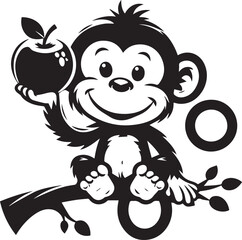 Fototapeta premium Black and white monkey silhouette