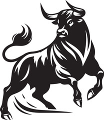 Black and white ox silhouette