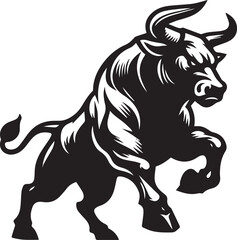 Black and white ox silhouette
