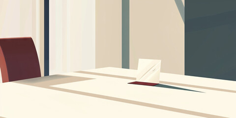 An empty conference room table, its surface bare save for a single, elegant business card, illustrating the art of networking and relationship-building within the corporate sphere. 