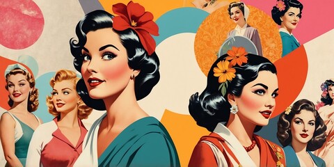 international womens day themed retro vibe background