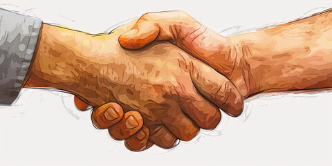 A close-up of a handshake, the skin of the palms slightly calloused from years of hard work, signifying the importance of trust and rapport in corporate dealings