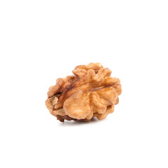 Tasty peeled walnut on white background