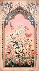 Mughal Garden illustration,Mughal Garden elements collection,Mughal Garden wedding invitation,Mughal Garden frame