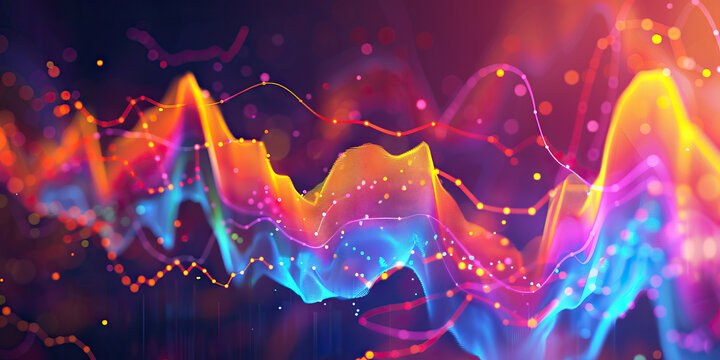 A colorful scatter plot illustrating the correlation between two variables in a business context.