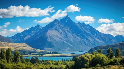 majestic mountain range under a clear blue sky