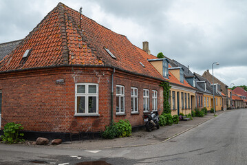 buildings near the street in town of Stege in denmark