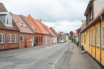 buildings near the street in town of Stege in denmark