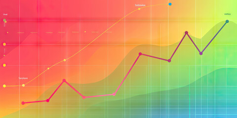 A line graph tracking job satisfaction scores over time, with a colorful background gradient reflecting employee feedback.
