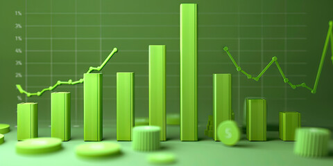 A simple bar graph in green, showcasing the percentage of customers returning for repeat purchases, indicating customer loyalty.