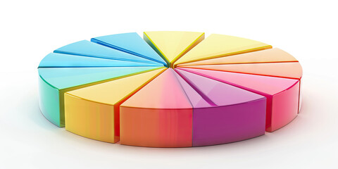 Obraz premium A pie chart divided into segments of varying colors, each representing a percentage of staff turnover within a specific timeframe, revealing employee retention trends.