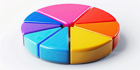 Fototapeta premium A pie chart divided into segments of varying colors, each representing a percentage of staff turnover within a specific timeframe, revealing employee retention trends.