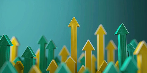 Annual Profit Growth Trends: Green and Yellow Arrows Point Upward