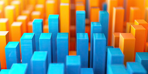 Fototapeta premium Bright Blue and Orange Bars Represent Office Supplies Inventory Tracking