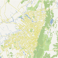 Road map of Bogota in Colombia. Contains layered vector with roads water, parks, etc.