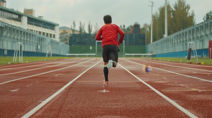 Athlete Running on Track.
