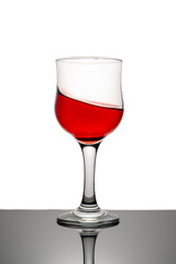 red Wine in glass isolated on white background,