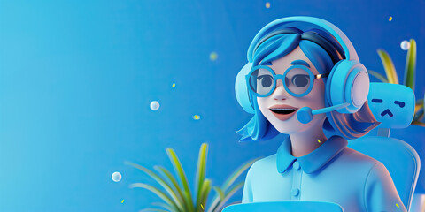 Serene Customer Service: A calming blue background highlights customer service metrics and processes, promoting a peaceful and efficient work environment.