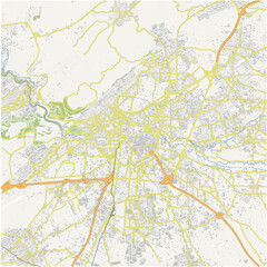 Fototapeta premium Road map of Damascus in Syria. Contains layered vector with roads water, parks, etc.