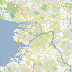 Fototapeta premium Road map of Saint Petersburg in Russia. Contains layered vector with roads water, parks, etc.