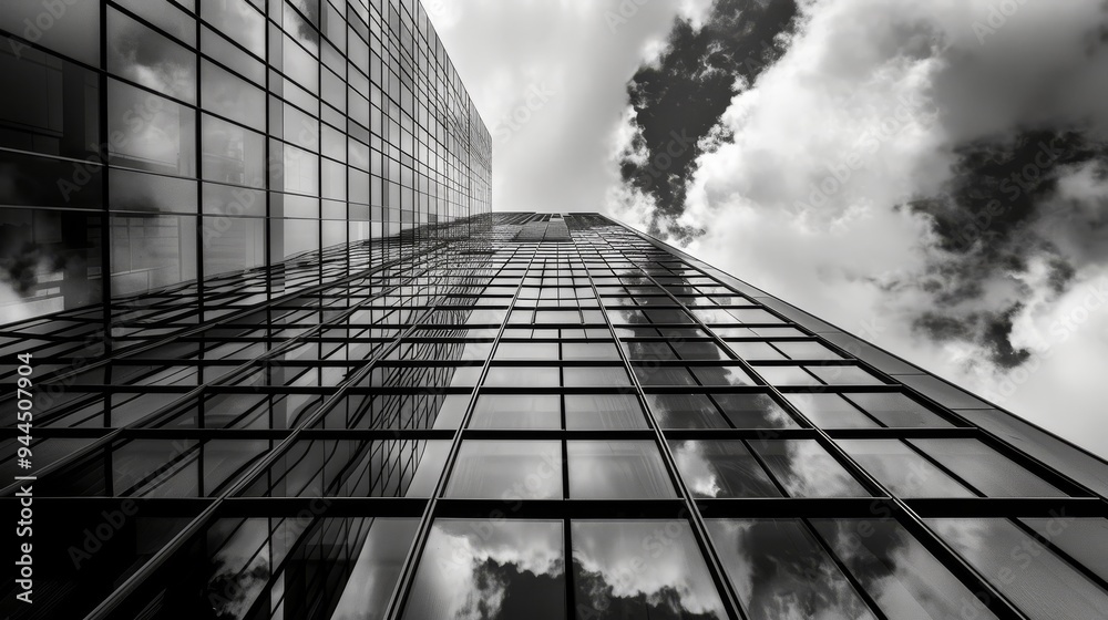 Wall mural the sleek and polished facade of an urban office building